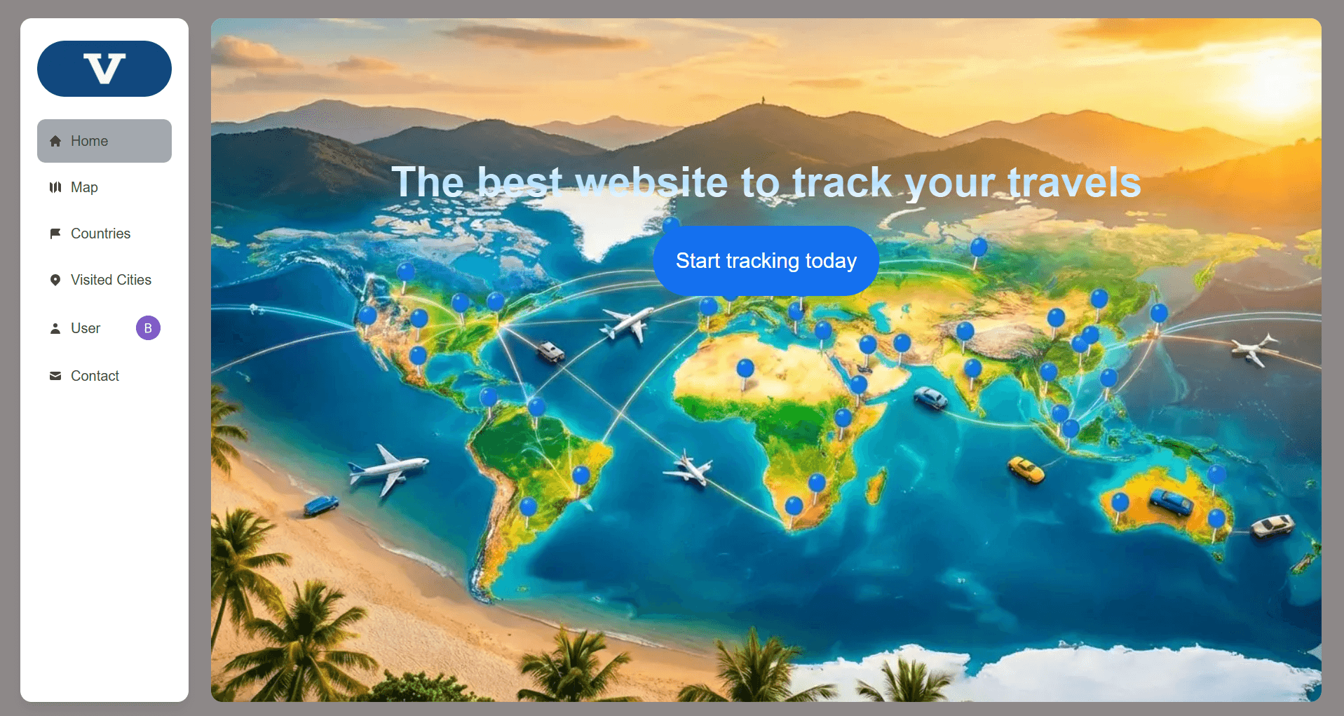 Website for travel tracking